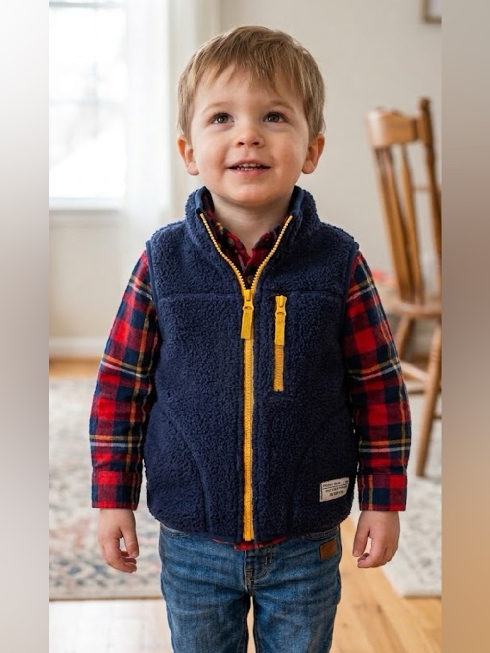 NWT Carter's Kids Fleece Vest with Yellow Zipper